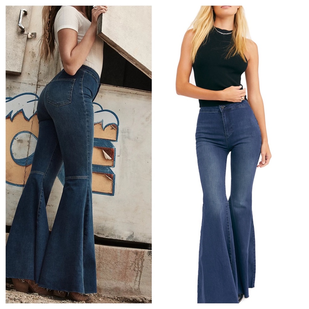 Free People Just Float On Flare Bottom Jeans NEW